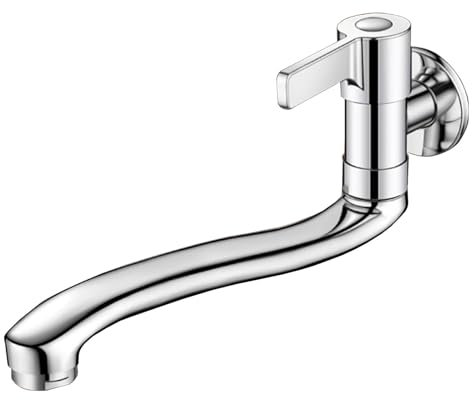SXWYLZ Schwenkbarer Wasserhahn Küche Wasserhahn Waschküche Wandmontage Waschbecken Wasserhahn Verlängerung Kaltwasserhahn Küche Wandmontage,Chromfarbe,25Cm