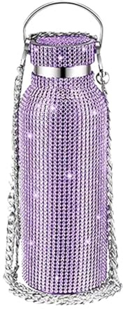 Glänsande vattenflaska | rostfritt stål termosflaska med strass | strasskugg, glittrande, påfyllningsbar, vattenflaska, mugg med mugg