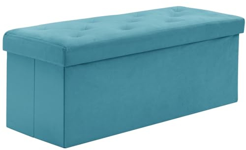 BRIAN & DANY Sittbänk med förvaringsutrymme 110 x 40 x 40 cm, vikbar sittpall i sammetstyg, sittkistor med lock, förvaringslåda för vardagsrum sovrum hall, grön