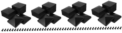DOITOOL 4 Sätze Zaunpfostenkappe Zaunaufsätze Abgrenzer Deckpfostenkappen Befestigung Barriere Zaunpfosten Mit Solarleuchten Deckslichter Korb Schleife Postfix Plastik Black 12 Stück * 4