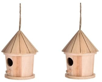 Vogelnest – Kolibri-Haus, 2-teilig, Sitzstangentaschen für Vögel, Kolibri-Nestschaukel aus Holz | Nistplatz von Vögeln zum Aufhängen, Finkensänger, Vogelhaus