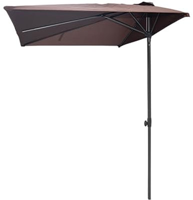 XQJLBZA Parasol D'extérieur Rectangulaire Mural Demi-Parapluie 250 x 130 CM, pare-Soleil de Mrché, avec Protection UPF 50+, Imperméable, Hauteur Réglable(Brown)