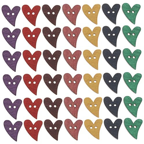 Holzknöpfe in Herzform zum Nähen und Basteln, verschiedene Farben für DIY-Projekte und Scrapbooking, 100 Stück