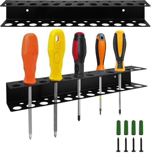 Beler Schraubenzieher Halterung, 2 Stück Zangenhalter Wandhalterung, Werkzeug Wandhalterung, Schraubendreher Zangen Wandregal, Hammerständer Organizer für Garage Werkstätten Werkbänke (23 Löchern)