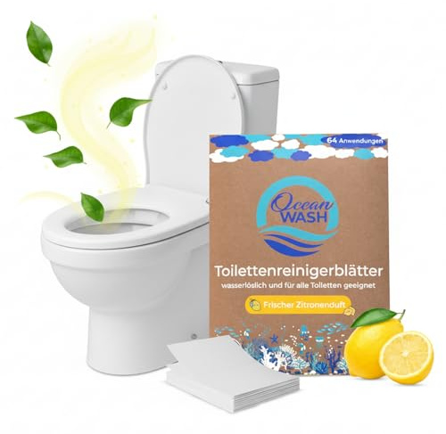 OceanWash WC Reiniger Konzentrat, 64 Anwendungen, Toilettenreiniger extrem stark mit Zitronenduft für gründliche Toiletten Reinigung, biologisch abbaubar, ohne Mikroplastik