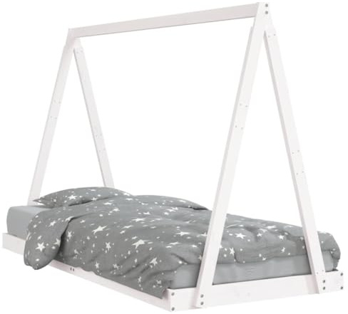 Goldicoo Montessori Cuna de madera maciza de pino – Cama tipi con somier – 70 x 140 / 80 x 160 / 80 x 200 / 90 x 190 / 90 x 200 cm – Colores: Natural/Negro/Blanco – Cuna para niños a partir de 4 años