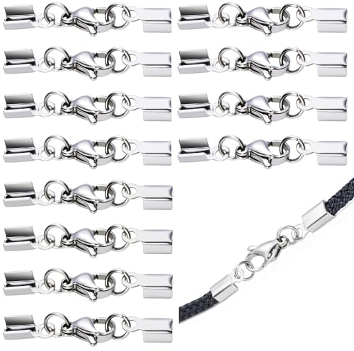Kettenverschluss 12 Stück Verschlüsse Edelstahl Kettenverschluss Schmuck Herstellung Zubehör für Armbänder Ketten DIY Silber