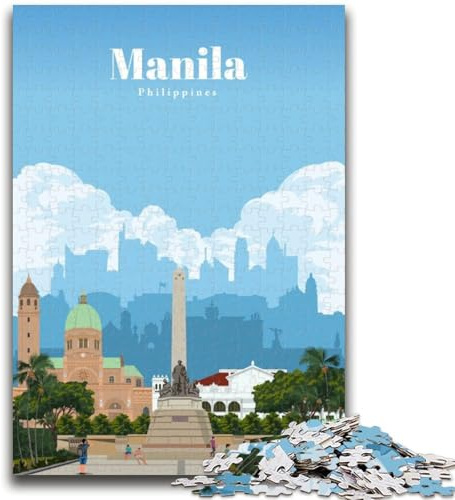 Puzzle 1000 pièces pour Adultes et Adolescents Voyage à Manille Puzzle 1000 pièces Séjournez pour Tuer Le Temps avec des pièces de Formes aléatoires entièrement emboîtables (50x75cm)