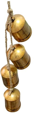 Kuhglocke, 66 cm lang, rustikal, Vintage-Stil, zum Aufhängen an der Wand, Glücksbringer, 4 goldene Glocken, tragbare Weihnachtsglocken zur Dekoration für Türhänger, Weihnachtskranz, zum Aufhängen