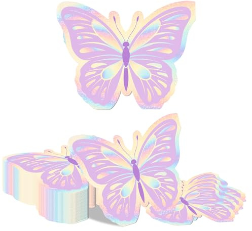 Kotkiddy 40 Piezas Servilletas de Mariposa Hada Lila Desechables Servilletas de Papel para Cócteles Pastel Feliz Cumpleaños Hada Primera Fiesta de Jardín Fiesta de Té Eve