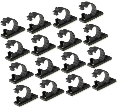 BUGUUYO Morsetti Clip per Cavi Regolabili da 25 Pezzi Base Adesiva Fissaggio per Gestione Cavi Rete e Alimentazione da Parete per Ufficio e Casa
