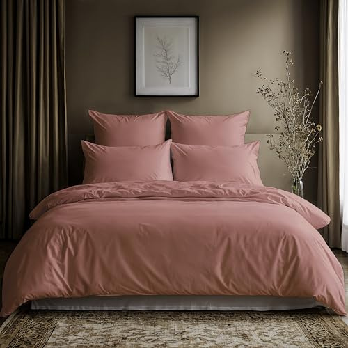 Lavea® Bettwäsche Set, 1 Bettbezug, 1 Kissenbezug, Rosa | 100% Baumwolle – Weiche Baumwolle Bettwäsche mit Bettbezug & Kissenbezug, OEKO-TEX® zertifiziert, Serie Jasmin