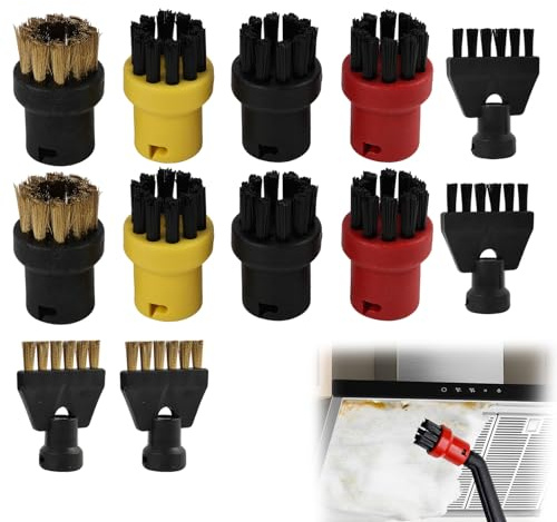 12 Pezzi Spazzole per Pulitore a Vapore Accessori Ricambi per Pulitore a Vapore SC1 SC2 SC3 SC4 SC5 CTK10 Serie, Compatibili, Robusti Rotondi e Fughe Spazzole per Pulizia Fughe Pavimenti Cucina Bagno