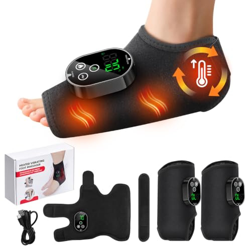 Fußmassagegerät, 3 in 1 Elektrische Fußmassagegerät mit 3 Vibrationsmodi | 6 Heizstufen, 3 Timer, 3000mAh Akku, Kabelloser, Wiederaufladbar, Linderung von Fußermüdung und Schwellungen, 2 Stück
