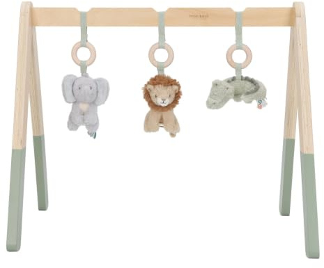 Little Dutch Baby Gym - Spieltrapez - Spielbogen aus Holz - inkl. 3 Anhänger - für Babys ab der Geburt - Safari Friends - grün