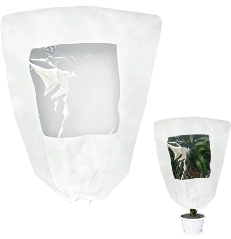HAOBIN 1 x Custodia protettiva invernale per finestra, colore: Bianco | Tessuto non tessuto, cerniera, anti UV insetti nocivi, balcone terrazza giardino, facile da pulire