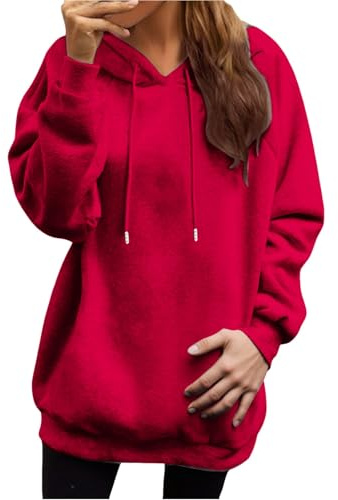 Générique Lång tröja för kvinnor i plusstorlek långärmad tröja chic | Huvtröja dam minimalistisk överdimensionerad jacka lätt kofta ledig kappa vinter varm komfort