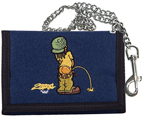 2Stoned Geldbörse Unisex in Navy Blau mit Kette und Karabiner, Stickmotiv Pi-Boy, aus Polyester