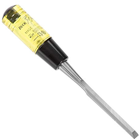 Buck Brothers 120102BC - Cincel profesional para madera de 3/8 x 5 pulgadas, talla, corta y da forma a madera, tapas de acero, uso con mazo, herramientas de carpintería