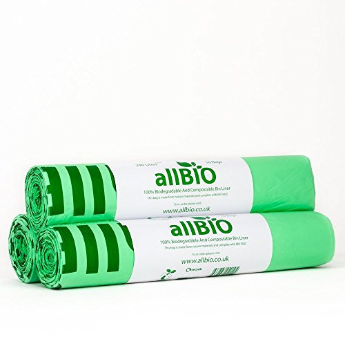 240 Litri x 30 sacchetti allBIO Sacchetti Pattumiera Organico 100% Biodegradabili e Compostabili 240 Litri/Sacchetti Contenitore Rifiuti
