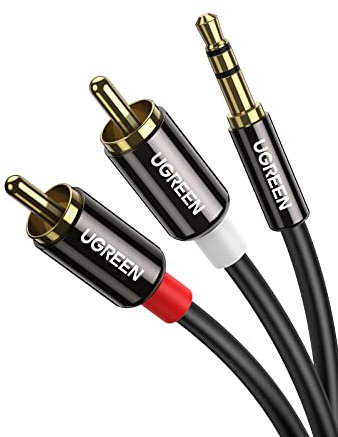 UGREEN Klinke auf Cinch Kabel 3,5mm Klinke Chinch Stereo Audio Kabel für TV, PC, Handy, MP3-Player, Lautsprecher, Heimkino, Autoradio, Tablet, Verstärker, Soundbar usw. (5m)