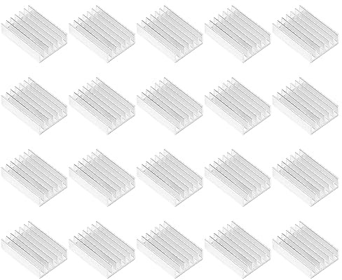 sourcing map 20pcs Kühlkörper Kit 20mm Aluminium Kühlkörper Kühlrippen Kühler Kühlkörper für Spannungswandler IC 3D Drucker Led Licht Geräte