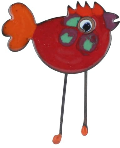 LES POULETTES BIJOUX - Brosche Rot Emaillierten Henne
