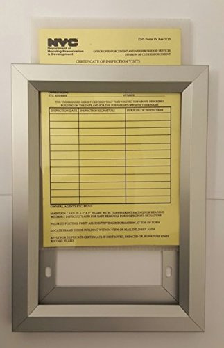 BUILDINGSIGNS.COM New York City NYC Inspection Frame - HPD Inspection Frame (Size 6x9 Inch, Heavy Duty, Aluminium)