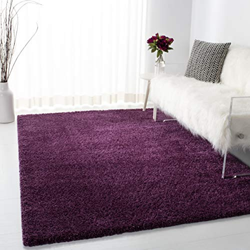 SAFAVIEH Tapis Shag pour Salon, Salle à Manger, Chambre à Coucher - August Shag Collection, Tapis à Poil Court, Mauve, 91 X 152 cm