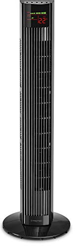 TROTEC TVE 31 T ventilador de torre 45 W oscilante para hogar y oficina | 3 velocidades, oscilación 60°, funcionamiento silencioso, mando a distancia, temporizador, pantalla LED, negro