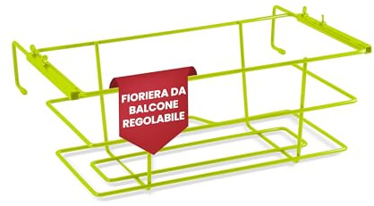 Galvanoplastica - Fioriera da Balcone [46 x 23 cm, GANCI LUNGHI] Vasi da appendere esterno, Balconiera da Ringhiera, Portavasi da balcone Regolabile High Resistance - COLORE VERDE