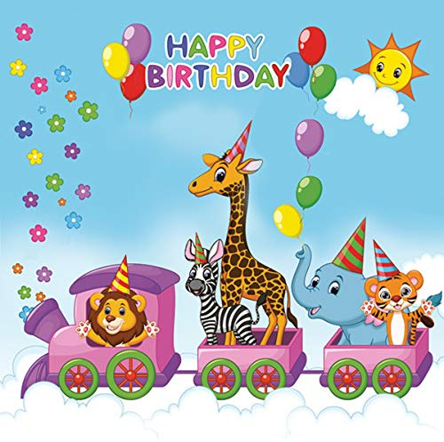 20 servetter tåg till födelsedag | barn | djur | zoo | Happy Birthday 33 x 33 cm