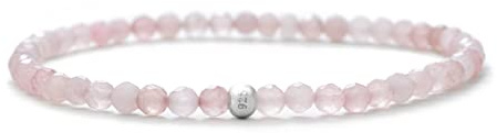 BERGERLIN Naturstein Perlenarmband Damen Herren, facettiert 4mm, Silber | Feines Naturstein Armband Damen 4mm facettiert: 925 Silber, echte Heilsteine – vom deutschen Prüflabor bestätigt.