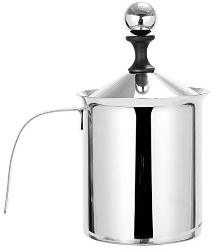 Milk Frother, Stainless Handheld Steel Manual Milk Frother Double Mesh Foam Mixer for Coffee, Latte, Hot Chocolate Coffee Cappuccino Foamer Creamer,400ml