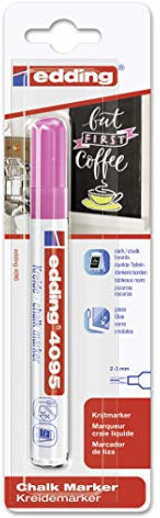 Edding Kreidemarker 4095 Neon Pink - 1 Kreide-Tintenmarker - Rundspitze 2-3 mm - trocken abwischbarer Stift für Kreidetafeln - für Fenster, Glas, Spiegel - Flüssigkreide-Marker für deckende Abdeckung