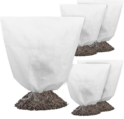 Gardzen 5-Pack Plant Covers Freeze Protection, Drawstring Tree Cover, Winter Freeze Plant Protection, Tree Jacket Frost Blanket for Outdoor Plants, 22.4 x 24