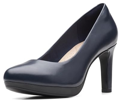 Clarks Zapatos de tacón Ambyr Joy para Mujer, Cuero Azul Marino, 37.5 EU