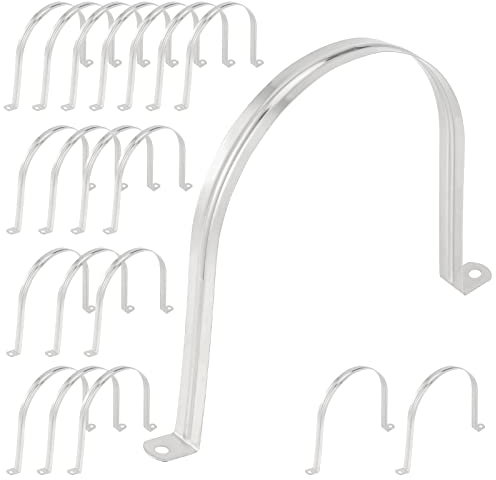 MUKCHAP 20 PCS 6 Inch Rigid Pipe Strap, Stainless Steel U Tube Strap Clamp, Two Hole Strap U Bracket, Silver