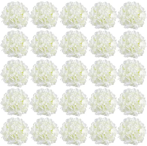 FagusHome 30 Pcs 8 Inch Big Silk Hydrangea Heads Artificial Flowers Heads with Stems Fake Hydrangea Flowers for Décor