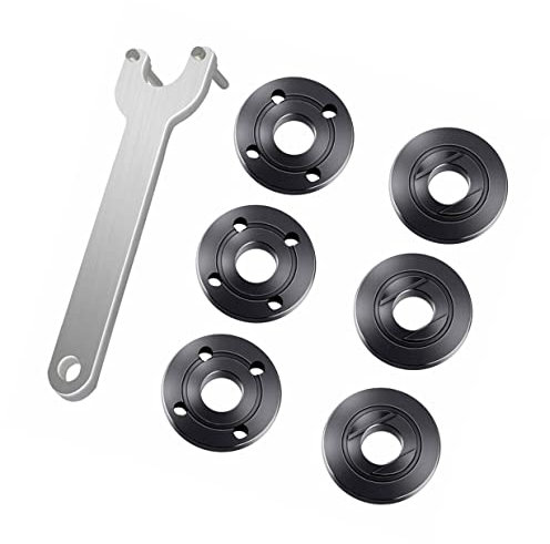 Hozzwhoo Grinder Angle Spanner Wrench Flange Nut, 4.5 Inch 5 Inch 5/8-11, 1PC Angle Grinder Flange Wrench and 6PCS Flange Nuts