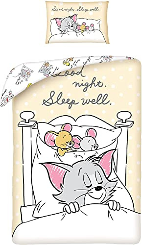 Halantex Tom and Jerry Babybettwäsche 100x135cm + 40x60cm, 100% Baumwolle, Mehrfarbig