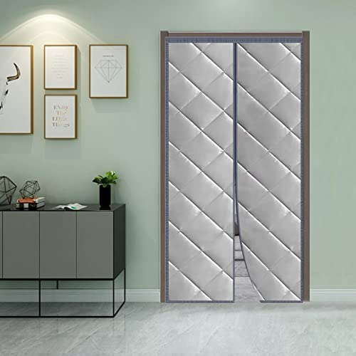 ZAAHII Rideau de Porte Isolant Thermique ，Rideau de Porte Épaississant d'hiver en Coton Magnétique,Cuir PU，Vent Imperméable Isolation Phonique ，pour Couloirs,Portes（Gris，95 W * 210 H