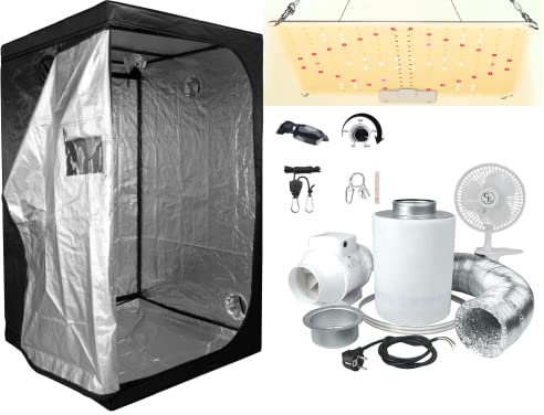 Pack camera da letto di coltivazione LED 1000 W Full Spectrum - 40 x 40 x 120 cm / 60 x 60 x 140 cm / 80 x 80 x 160 cm a scelta. Kit Box Completo, LED con Switch, Timer, Estrattore d'aria, Filtro a