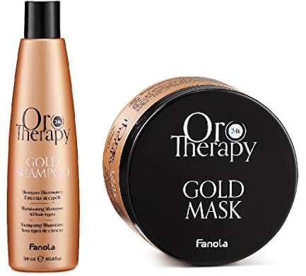 FANOLA Gold Therapy Gold Shampoo 300 ml + Lichtmaske 300 ml - Aufhellend für alle Haartypen
