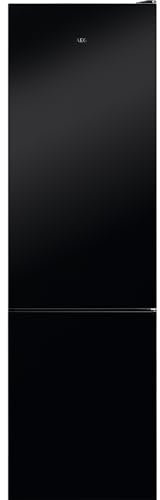 AEG RCB736E7MK Frigorífico Combi, 201 cm, Puerta Plana de Cristal, Cooling 360°, Twintech MultiFlow, Display LED Interior, Cajón ExtraChill, Tirador Integrado, Luces LED, Negro, Clase E