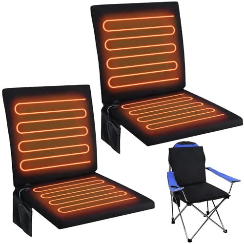 Thyle 2 Pcs Heated Seat Cushion for Bleachers Stadium Foldable, Black