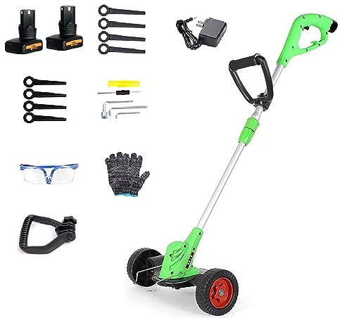 Tondeuse Manuelle Tondeuse à Gazon électrique, Tondeuse à Gazon de Jardin Rechargeable 4000mA 2 en 1 Tondeuse à Gazon multifonctionnelle Batterie Amovible