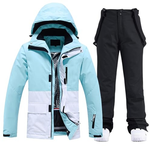HOTIAN Damen Ski Jacke und Hosen 2 Teilig Set Skianzug Damen Wasserdicht Winddicht Winter Warme SkiSchnee Skifahren Sätze Snowboard Set