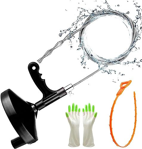 Snake Drain Auger，(4 Pack) 25FT Multifunctional Sink Unblocker Tools, Drain Plumbing Snake Unblocker, Hair Clog Remover for Kitchen, Bathroom, Shower and Tub