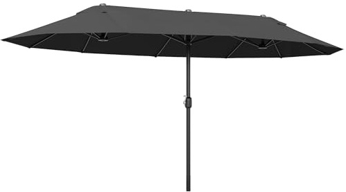 Outsunny Parasol de jardin exterieur parasol double rectangulaire 4,6L x 2,7l x 2,4H m avec ouverture fermeture manivelle, cadre en acier, toile 180 g/m², parasol pour balcon, piscine, noir